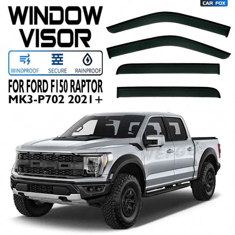 Per Ford F150 Raptor 2009-2021 + Nero Finestra di Automobile Visiera Tenda Shelter Parabrezza Finestrino Laterale Pioggia Parasole Accessori Auto