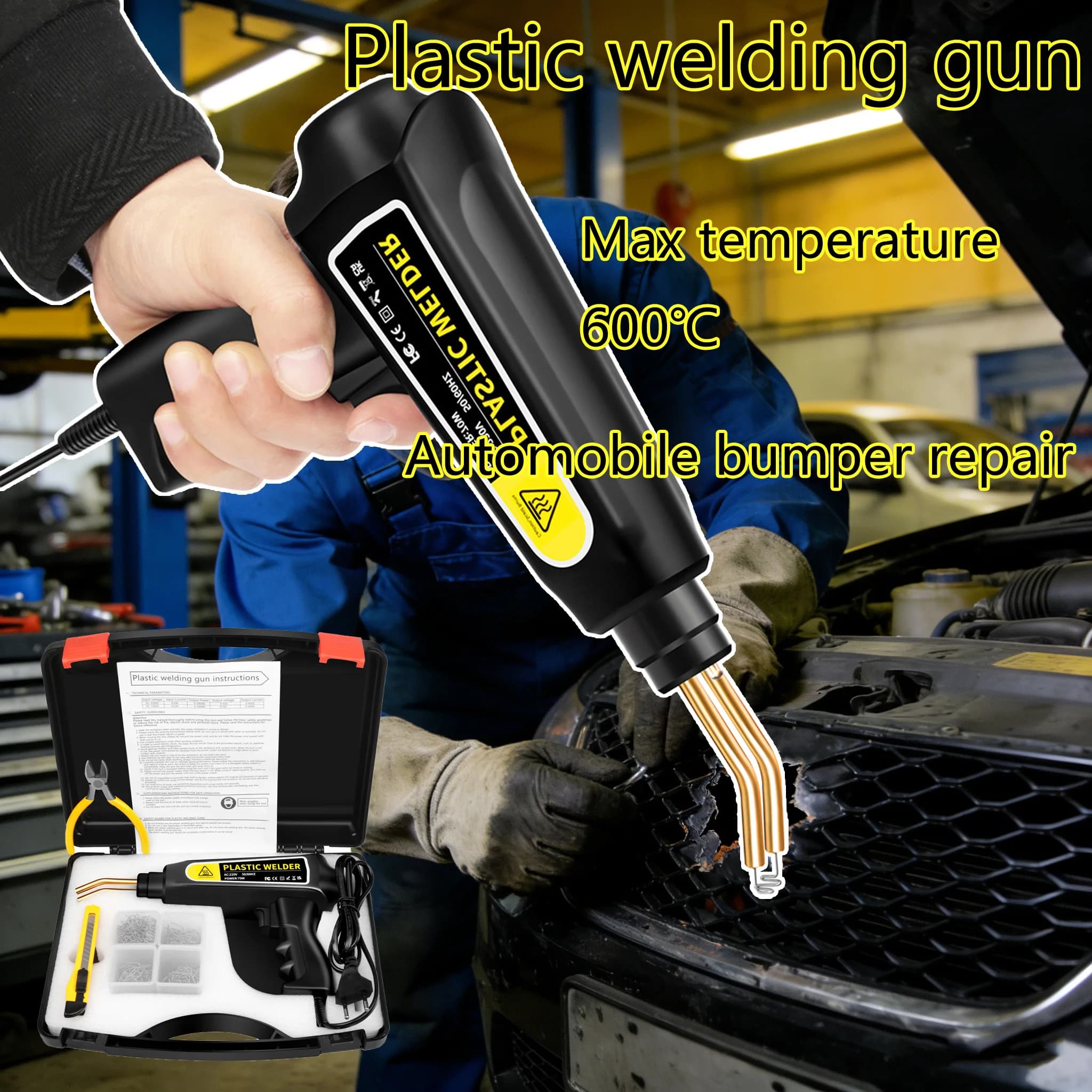 Saldatrice di plastica 70 100W Cucitrice a caldo Paraurti Saldatore Garage Strumento di riparazione Saldatore in PVC Kit di riparazione paraurti auto per auto