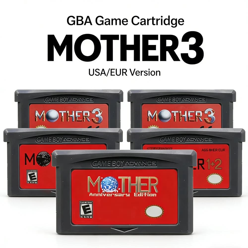 Cartuccia di Gioco Serie Mother per GBA, Scheda Console Videogiochi 32-Bit, Mother 1 2 3 Versione USA/EUR, Scocca Grigia per GBA NDS