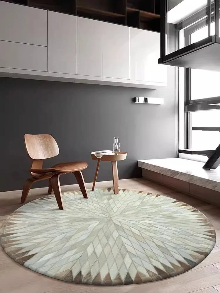 Round Genuine Cowhide Carpet Luxury Modern Rug Bedroom Large Living Room Carpet Customize Villa Rug