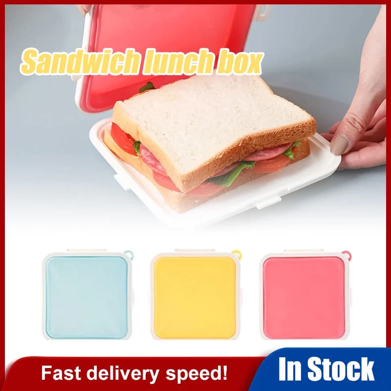 Scatola Bento portatile per pane tostato Scatola per sandwich riutilizzabile in silicone Contenitore per alimenti ecologico per pranzo Stoviglie per microonde