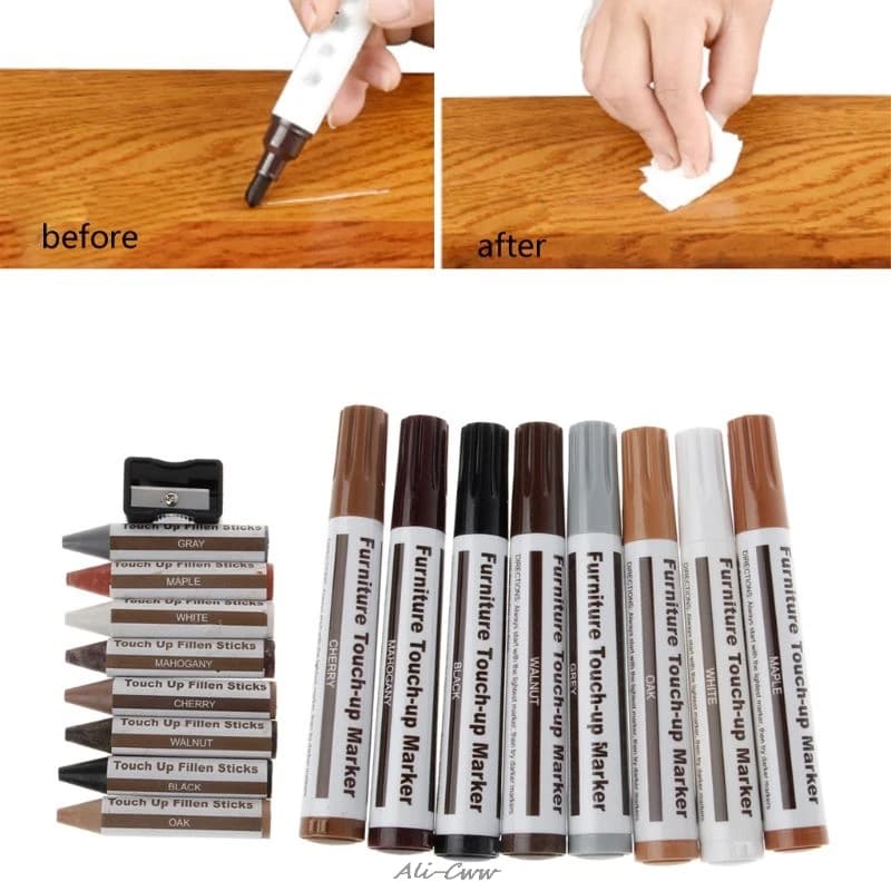 21Pcs Furniture Touch Up Kit Markers & amp Filler Sticks Wood Scratches Restore scratch patch paint pen wood composite repair