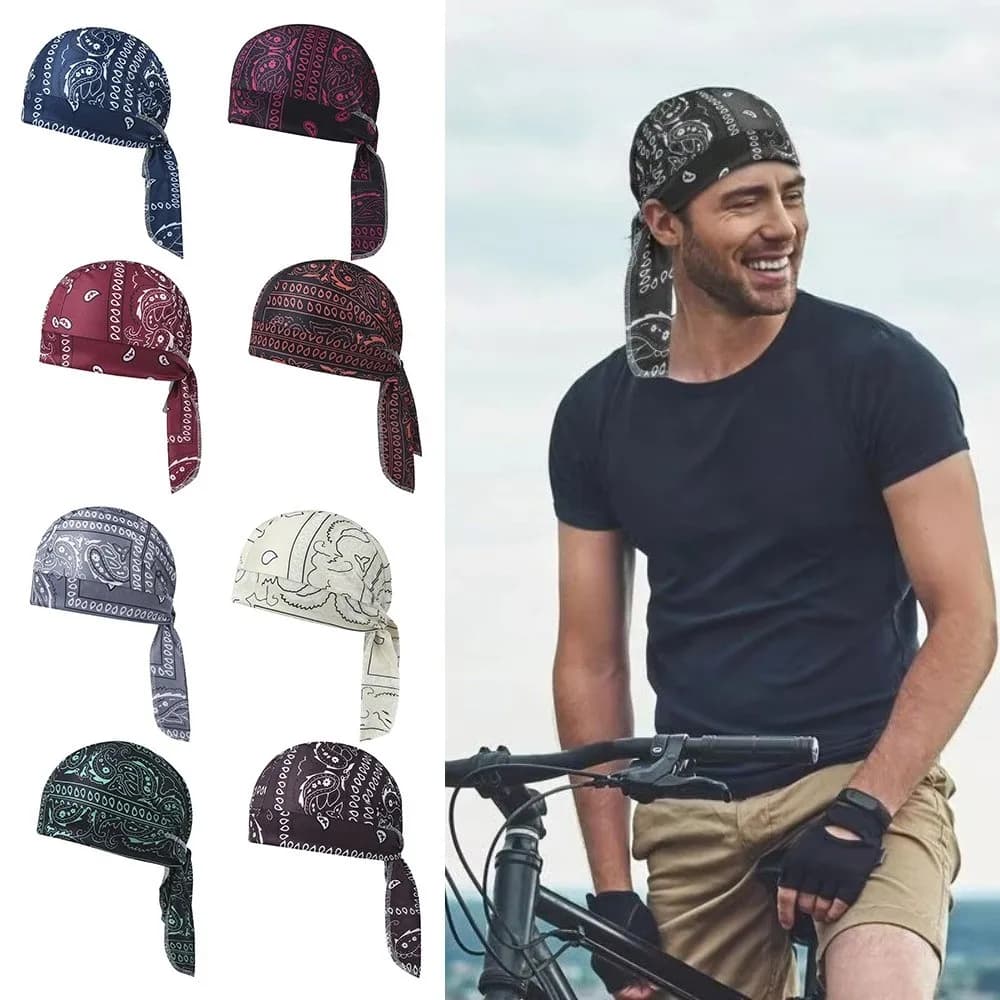 Fashion Accessory Paisley Print Hijab Caps Quick Dry Breathable Pirate Hat UV Protection Comfortable Bandana Headscarf Unisex
