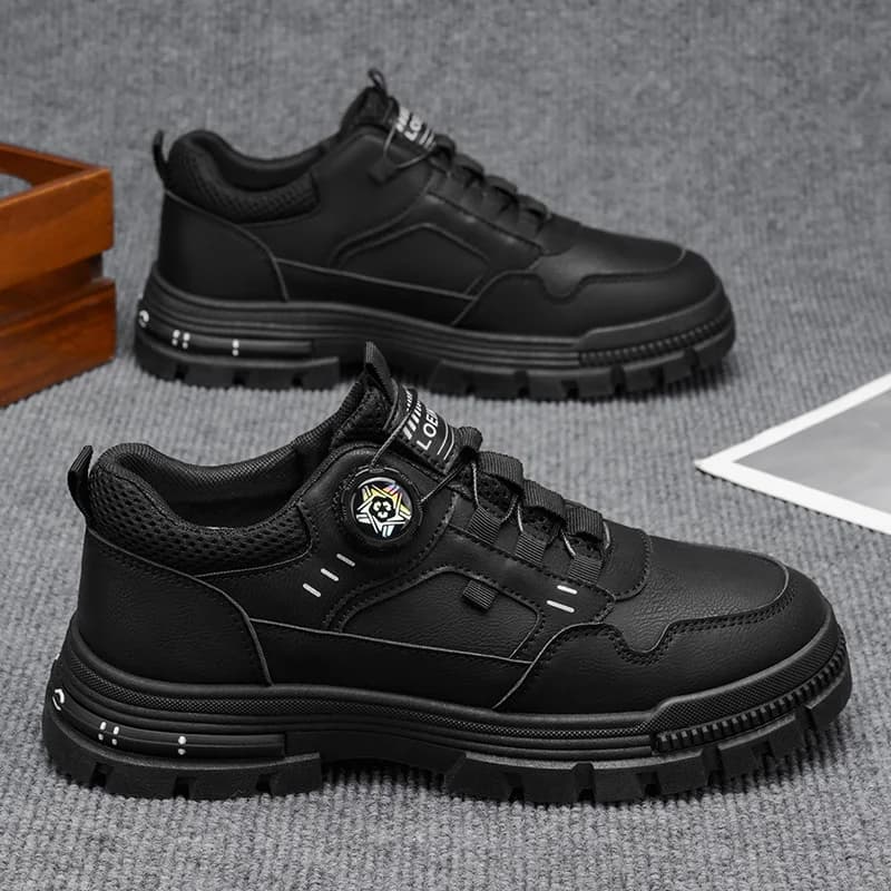 Scarpe da Lavoro da Uomo con Fibbia Rotante - Sneakers con Suola Spessa Antiscivolo per Esterni, Scarpe da Passeggio alla Moda con Plateau Chunky per Uomo