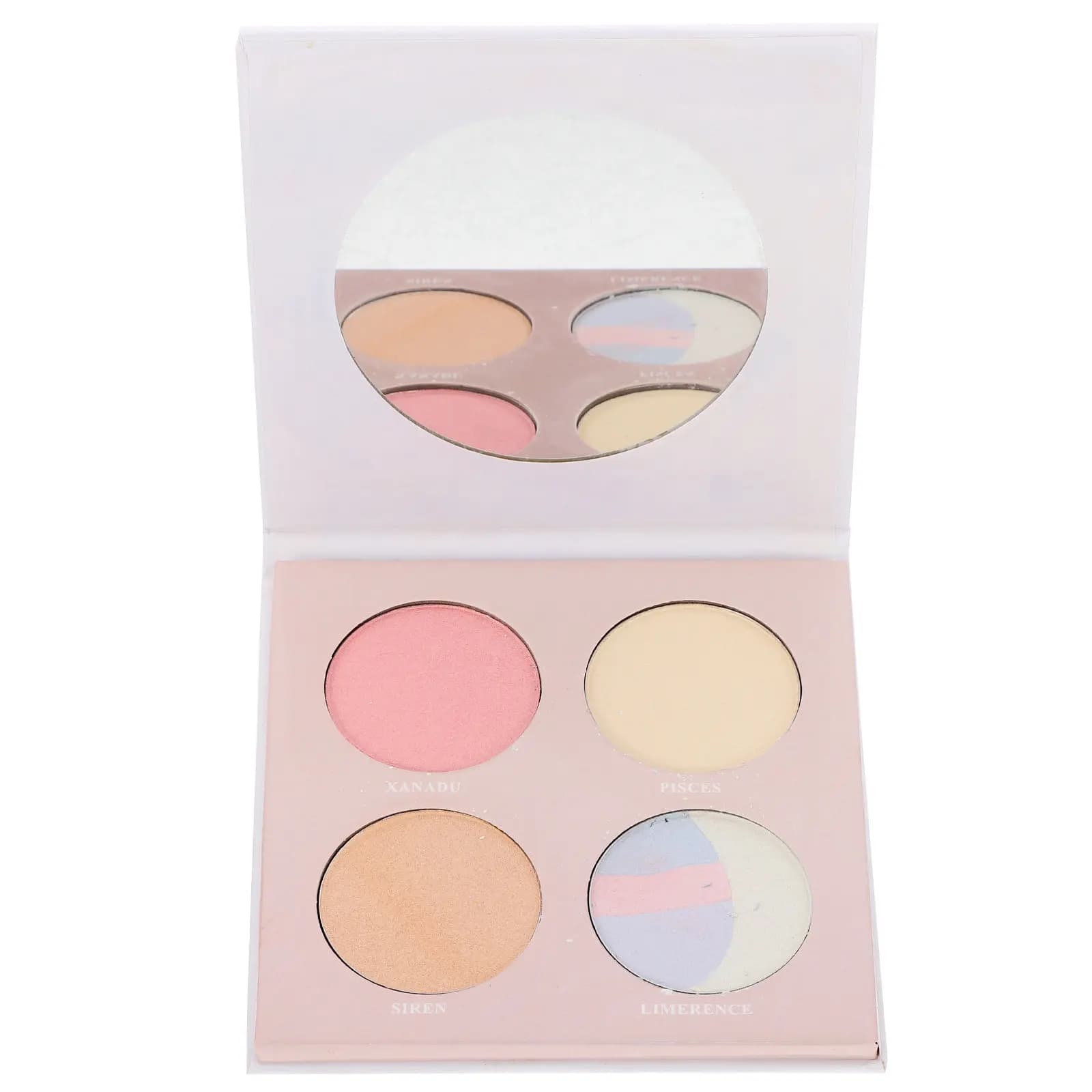 4 Colors Highlighter Eyeshadow Palette Pressed Pigmented Makeup Palette Matte and Shimmer Combination Smooth Texture Party