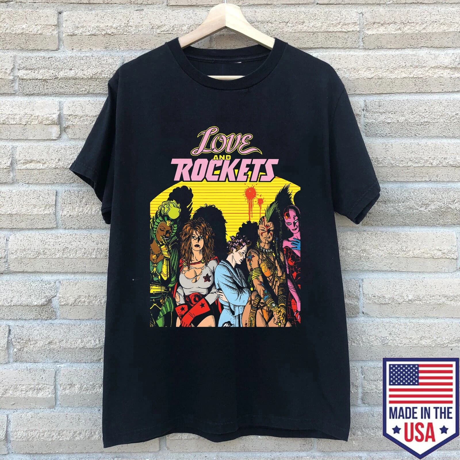 The Story of Alt Comic Love and Rockets T Shirt Women's Summer T-shirt Men's casual black t-shirt in cotton