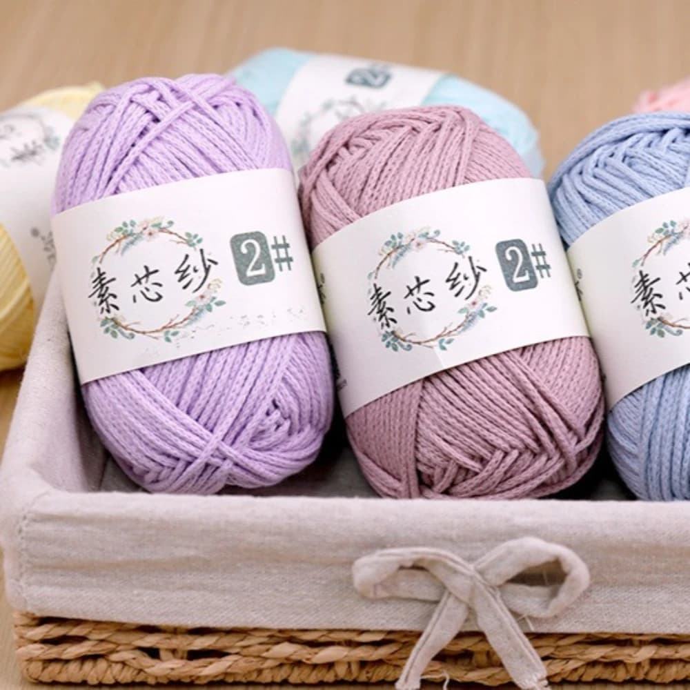 Filato di cotone cavo da 100g 2.0mm, filo rotondo a nucleo solido, ago per uncinetto, filato di puro cotone per lavori a maglia fai da te, per borse da donna