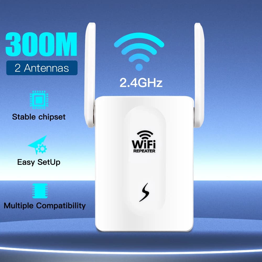 Ripetitore WiFi wireless 300Mbps Router da 2,4 GHz Ripetitore wireless Amplificatore a lungo raggio Ripetitore WiFi Ripetitore per Home Office Spina americana