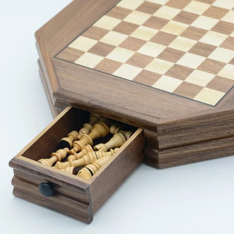 Set di Scacchi Magnetico in Legno Premium con Scacchiera dalla Forma Poligonale Unica per Arredamento Casa