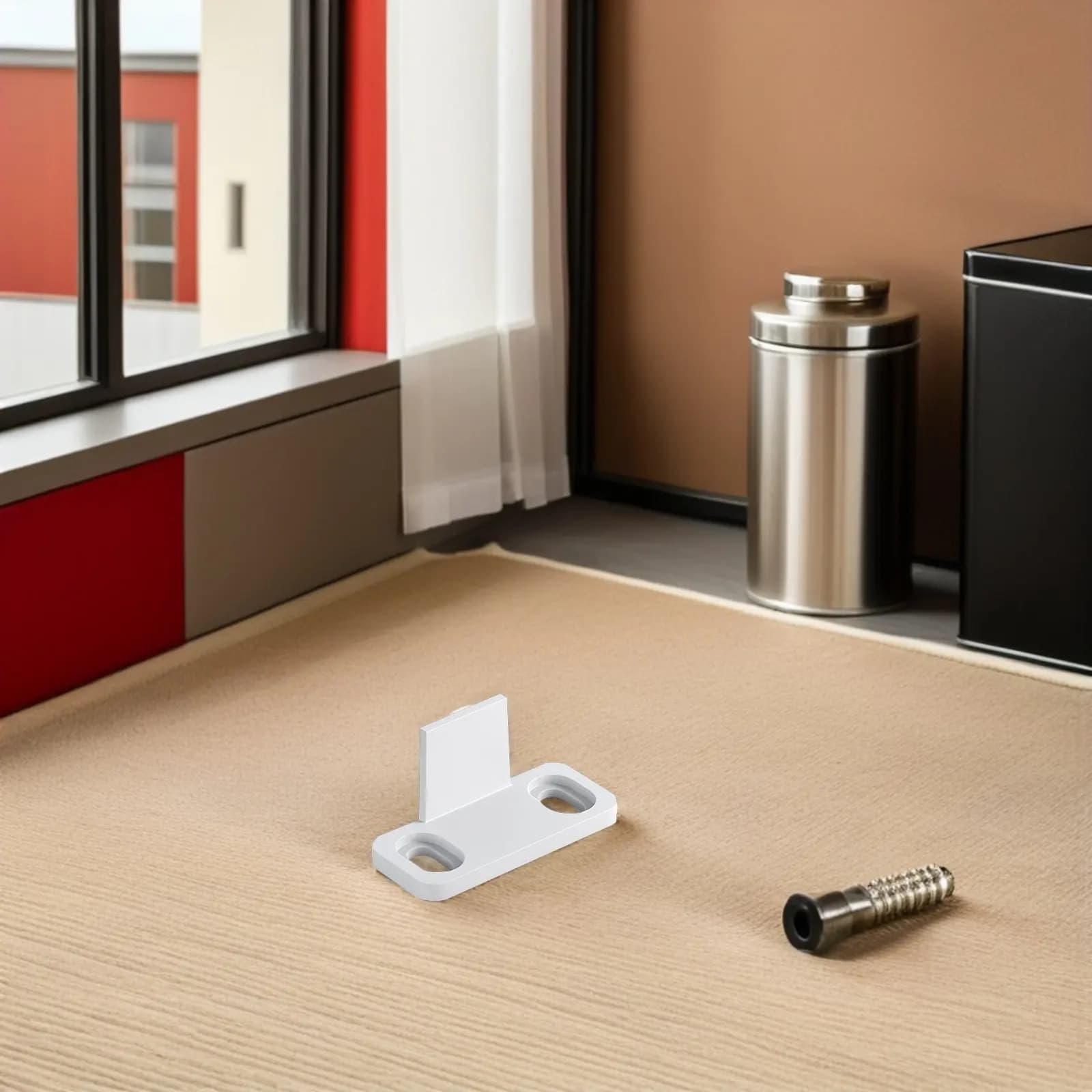 4 Set di Guide per Porte Scorrevoli, Fermafondo per Porte Scorrevoli, Design Compatto Nascosto in Plastica, Protezione per i Piedi, Prevenzione Oscillazione