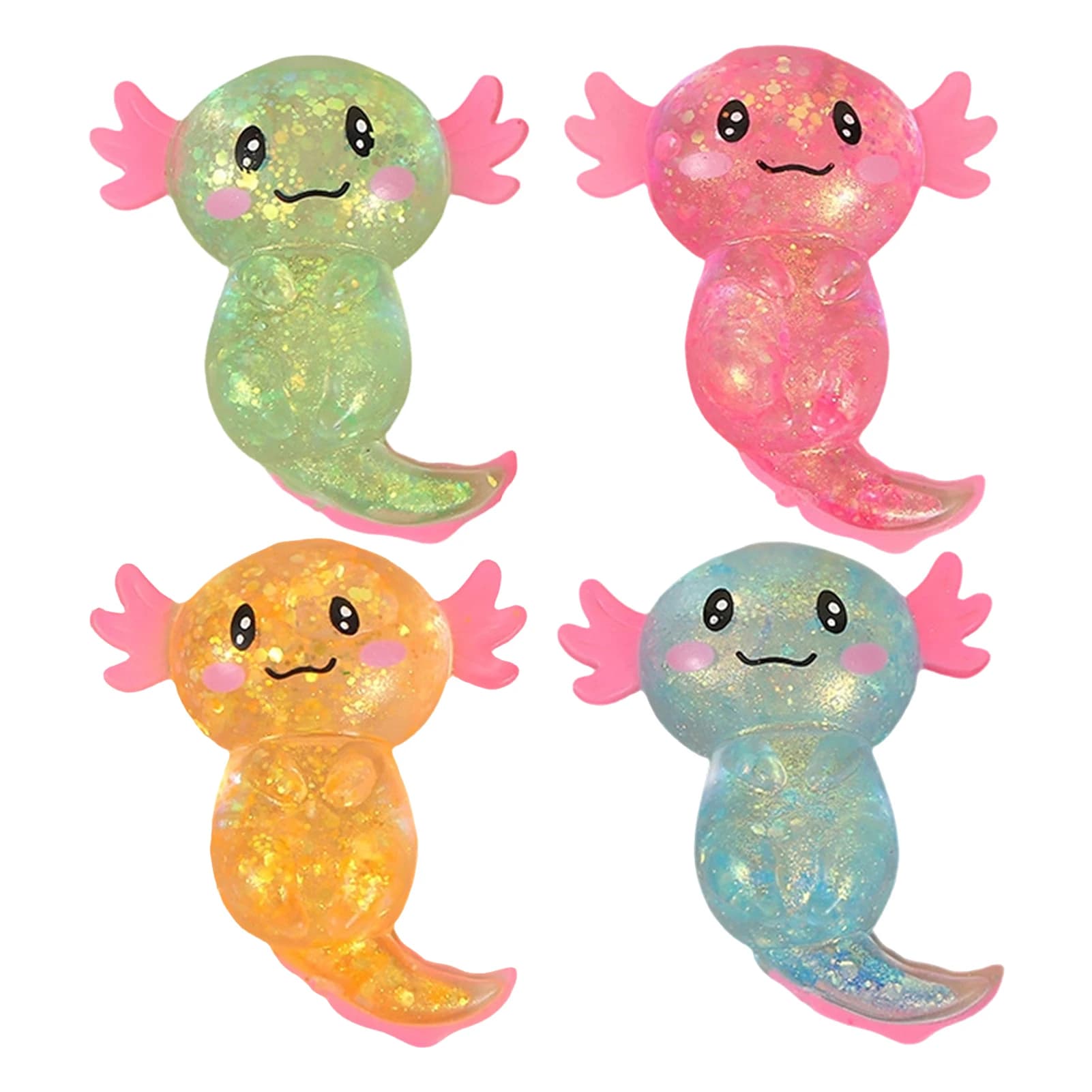 Axolotl Stress Balls Squishy Sensory Fidget Toys Stress Relief Malt Sugar Ball Cute Animal Squeeze Toys for Kids Birthday Gift