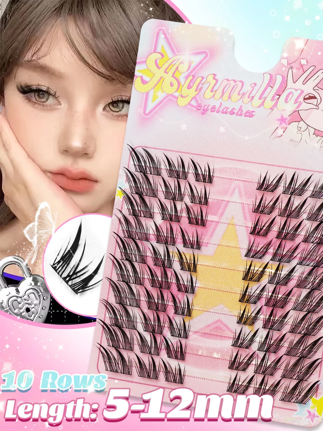 Cluster Individual False Eyelashes, Manga Anime Lashes DIY Segment Lash Extensions, Spiky Wispy Cat Eye Individual Lashes, Soft Lightweight Reusable Cosplay Fake Eyelashes, Natural Sharp Corner Lash Clusters for Eye Makeup, Beginner Friendly DIY Lash for