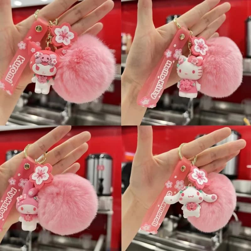 Sanrio Hello Kitty Portachiavi con ciondolo per borsa Cartoon Kuromi Cinnamoroll Melody Peluche Borsa per bambola Decorazione Accessori Regali di festa