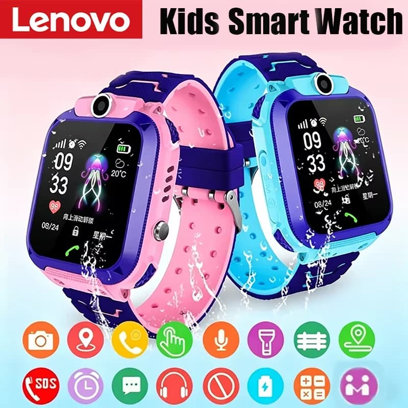 Nuovo Smartwatch Lenovo per Bambini con SOS, GPS Antifurto, Fotocamera, Funzione di Chiamata con Scheda SIM, Impermeabile, Compatibile con Android e iOS