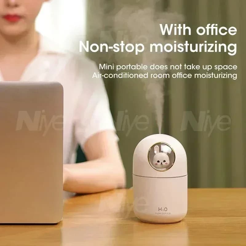 Diffusore di Oli Essenziali e Umidificatore USB Portatile Multifunzione da 300ml - Funzionamento Silenzioso per Ufficio, Sonno, Auto e Relax