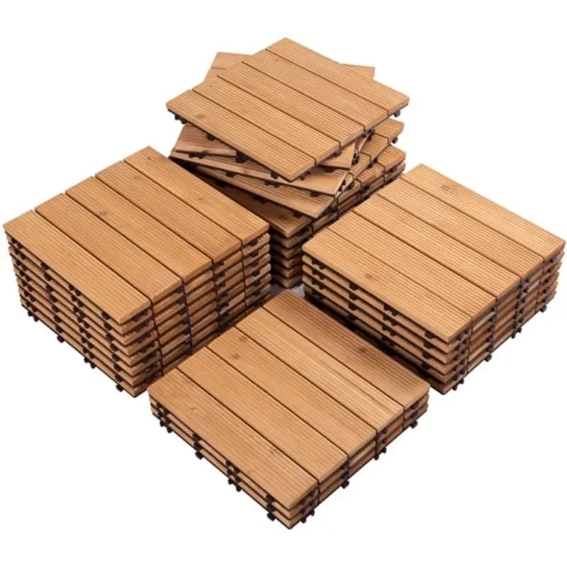 27 piastrelle per pavimenti in legno da 12" x 12" per esterni e interni, legno naturale