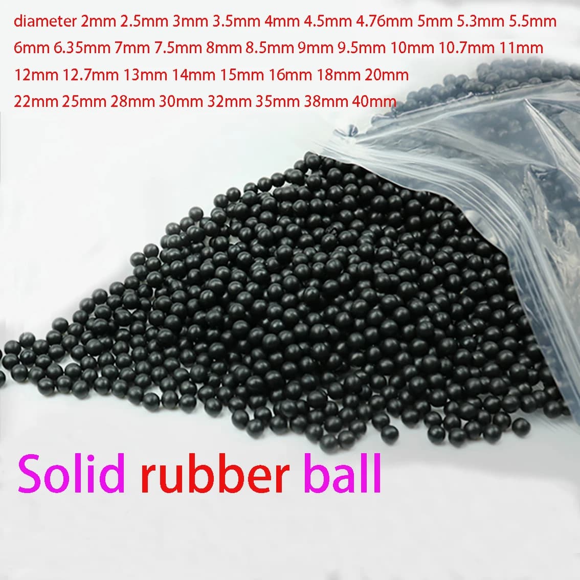 Black Solid Rubber Ball With Diameter 1/2/2.5/3/3.5/4/4.5/5.5/6.5/6-40mm Industrial DIY Parts Toy Gun Rubber Bullet Ball