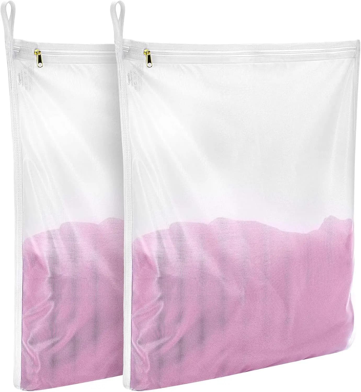 Sacchetti per bucato a rete fine per capi delicati, lingerie, reggiseni, calzini con passante per appendere