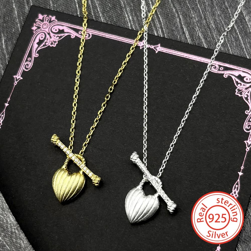 Collana con Ciondolo a Forma di Cuore con Lucchetto in Argento Sterling 925 e Zirconi, Placcata Oro, per Donne e Ragazze, Gioiello Raffinato per Coppie