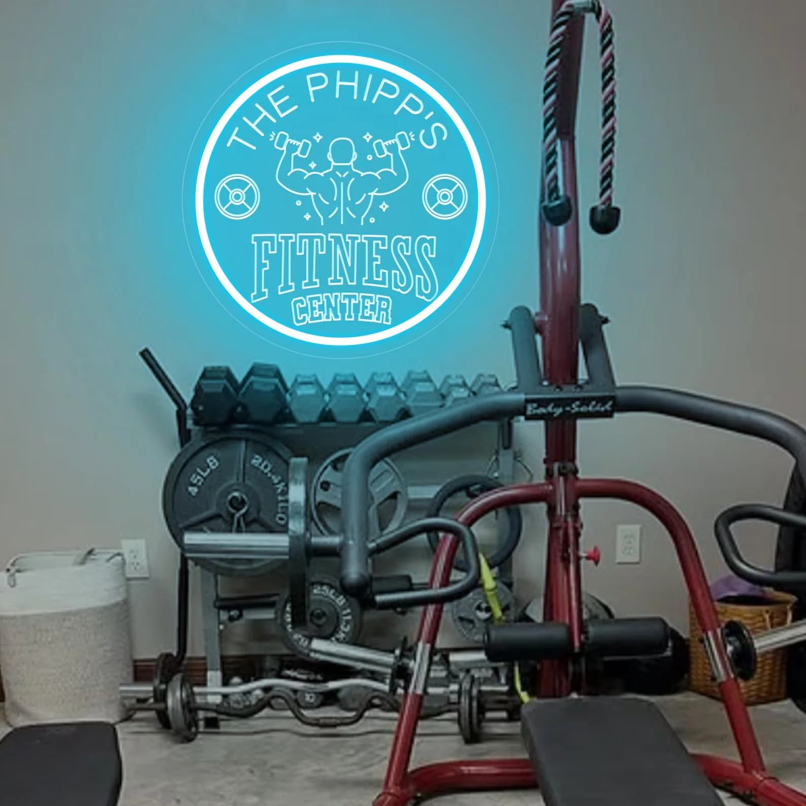 Custom Dumbbell Gym Name Neon Sign,Weightlifting Workout Room Wall Art,Home Gym Sign,Custom Gym Decor,Business Neon Sign