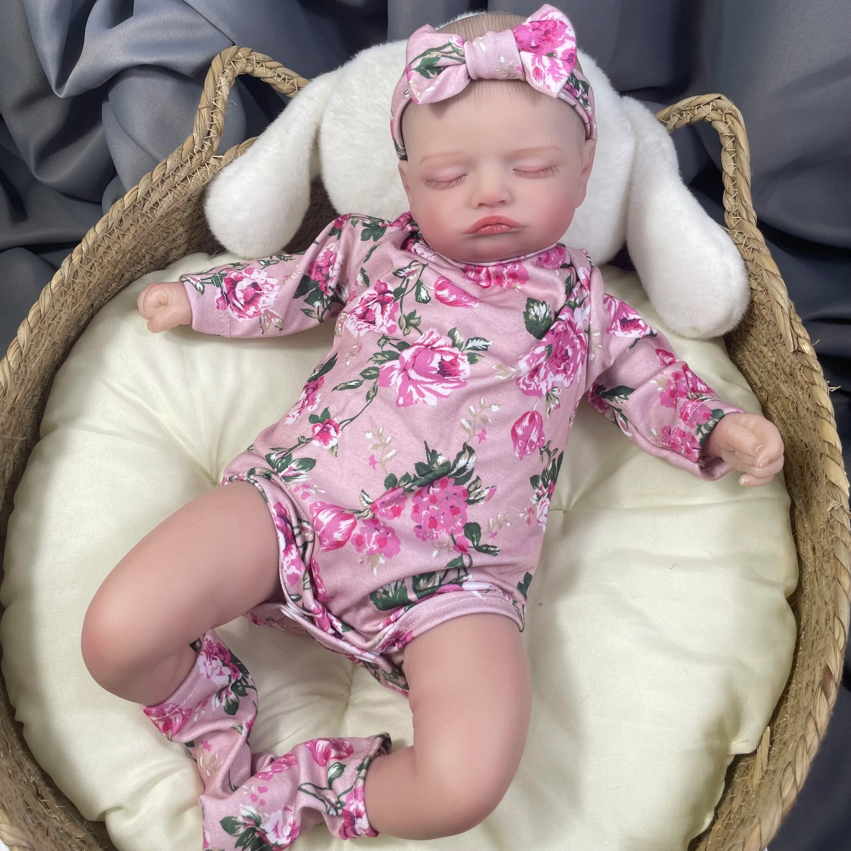 46 CM Carino Rosalie Reborn Dormire Baby Doll Ragazza Realistica Con Capelli Dipinti A Mano Giocattolo Neonato Regalo Per I Bambini