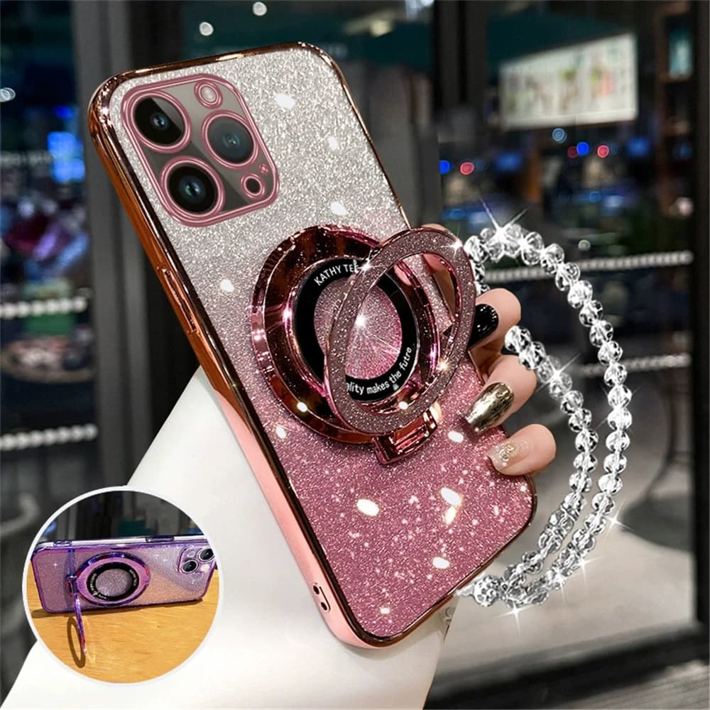 Poco X6 5G Case Glitter Plating Phone Case For Xiaomi Mi POCO X6 Pro C65 F6 M6 Pro X5 X3 NFC Crystal Bracelet Holder Stand Cover