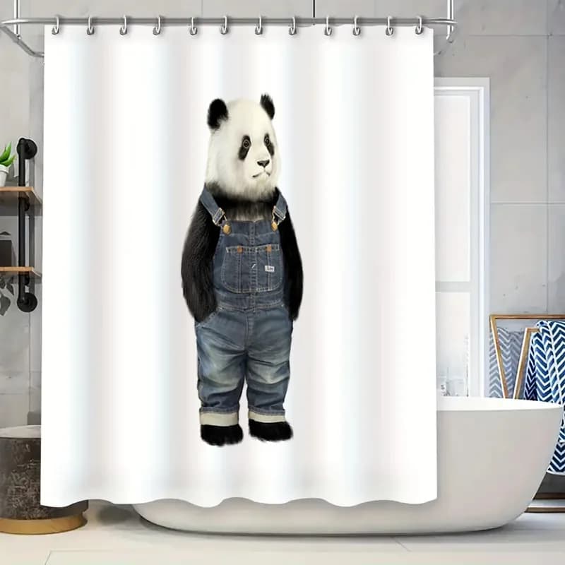Simpatico panda set di tende da doccia per bagno impermeabile foresta animale arredamento hippie arte della parete decorazioni per la casa stile fattoria moderno nero W