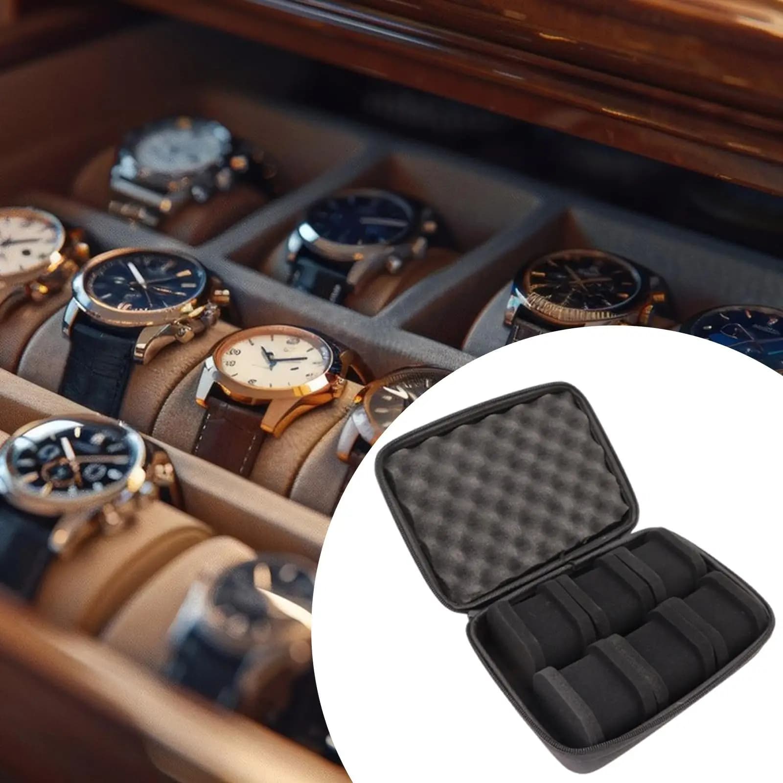 Custodia da viaggio per orologi, valigetta in EVA con cerniera, antiurto, espositore per orologi da polso e bracciali, ideale per viaggi e affari