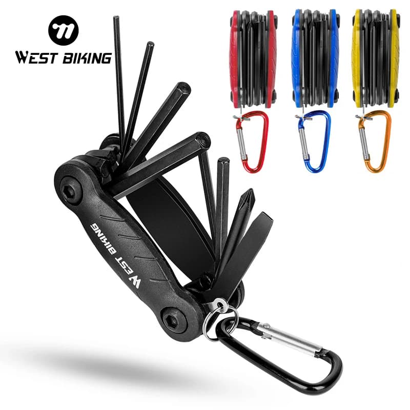 WEST BIKING Kit di strumenti di riparazione biciclette multifunzionali Cacciavite per chiave esagonale per raggi 10 in 1 Strumenti per bici Accessori per bici da strada MTB