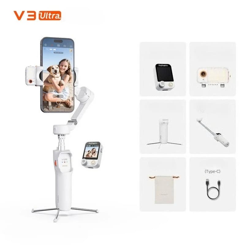 Hohem iSteady V3 Ultra Mobile Stabilizzatore cardanico 3 assi Anti Shake Selfie Stick esteso Strumento portatile per fotografia da viaggio