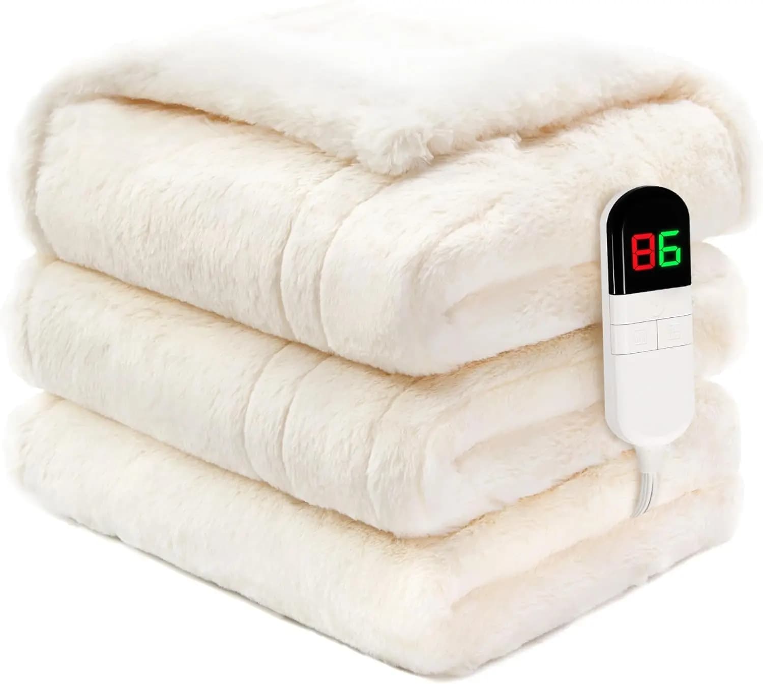 Coperta da tiro riscaldata elettrica ultra morbida 50x60 pollici con 8 livelli di calore, spegnimento automatico, lavabile in lavatrice in beige