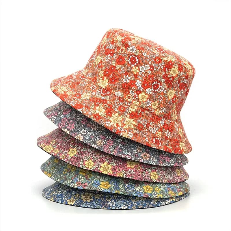 Reversible Bucket Hats Floral Print Sunscreen Men Women Fisherman Cap Cotton Panama Fashion Double Side Anti-sun Sun Hat Outdoor