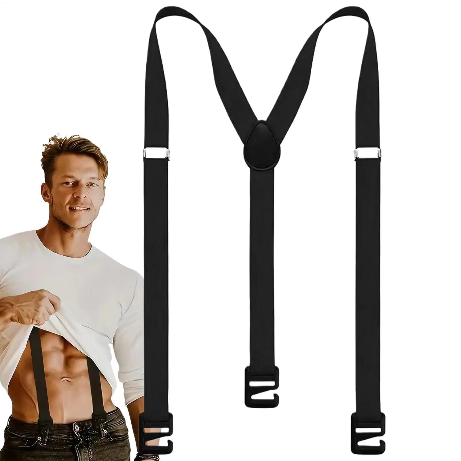 Bretelle invisibili a Y resistenti con clip regolabili per camicia e pantaloni, stile vintage da uomo
