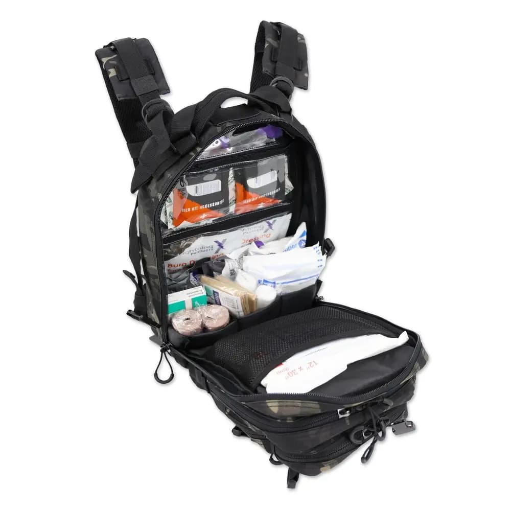 Kit di pronto soccorso per traumi e emorragie EMS EMT X Stocked, zaino medico per paramedici, nero mimetico