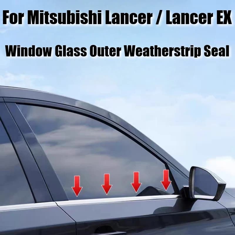 Guarnizione Esterna in Gomma Nera ABS per Finestrini Auto Mitsubishi Lancer / Lancer EX