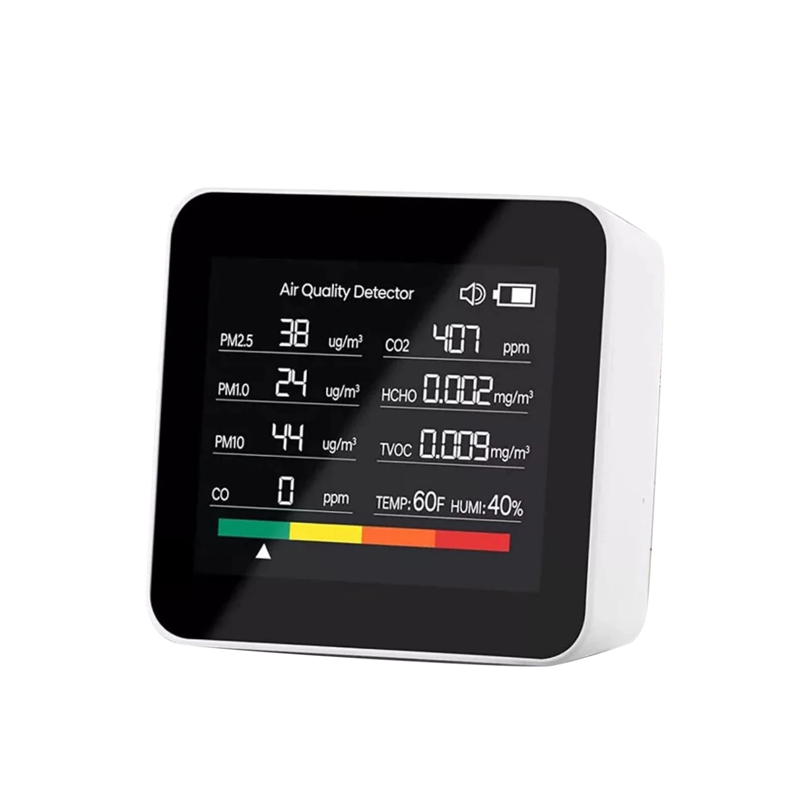 Carbon Monoxide CO Detector with 4-Level Alarm & 2000mAh Battery 9-in-1 Air Quality Tester for Home Office Travel