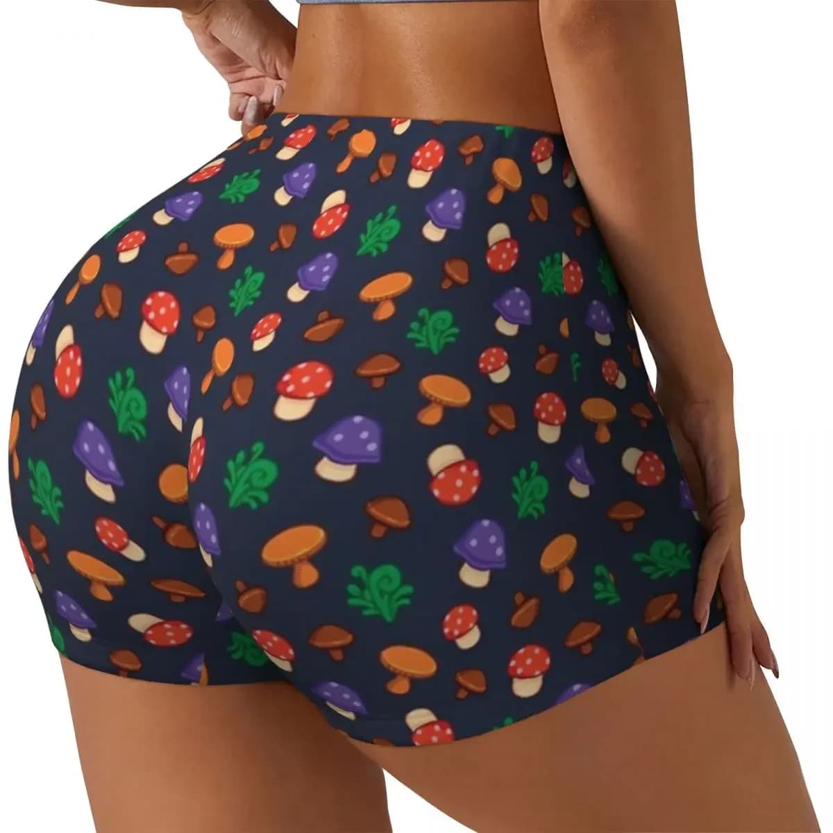 Custom Stardew Valley Mushrooms Women Gym Workout Running Shorts Athletic Volleyball Biker Yoga Shorts