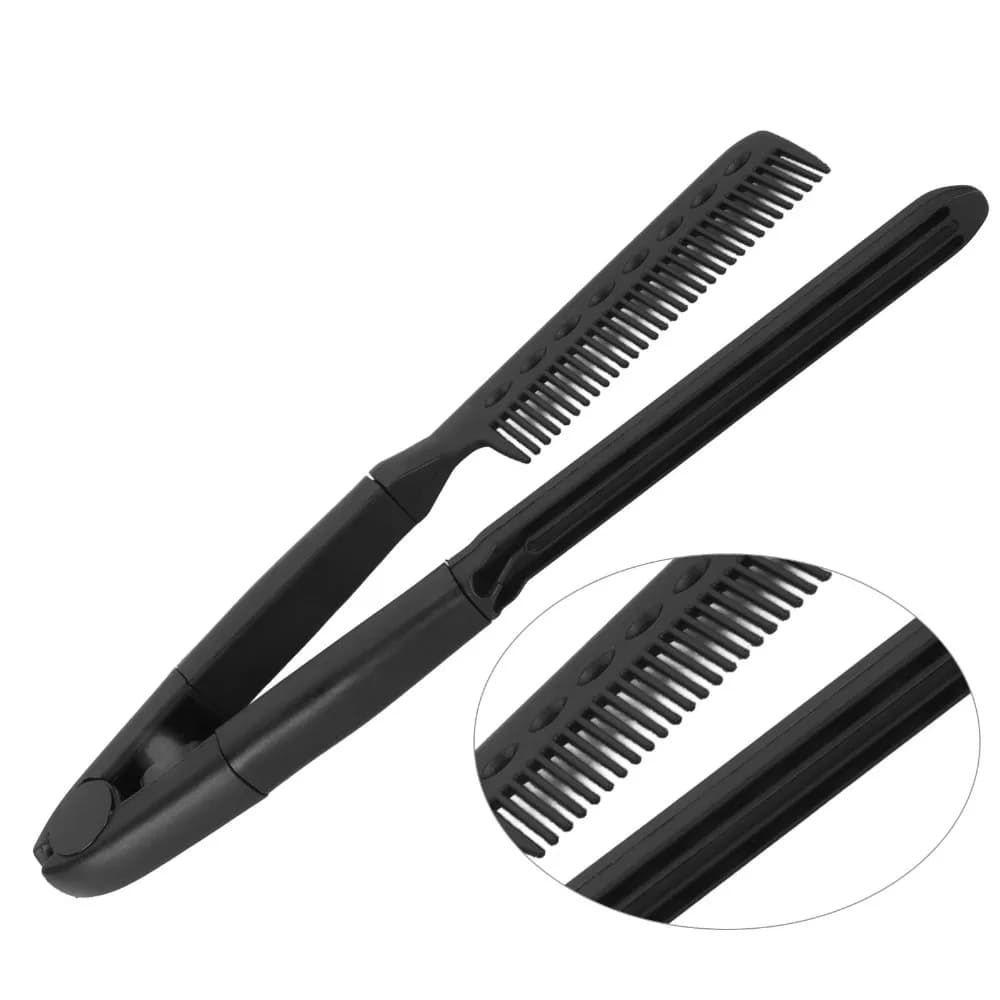 3pcs V Shaped Hair Straightening Comb Portable Heat Avoid V Shaped Hair Comb Black Professional Portable Hair Comb Salon Use