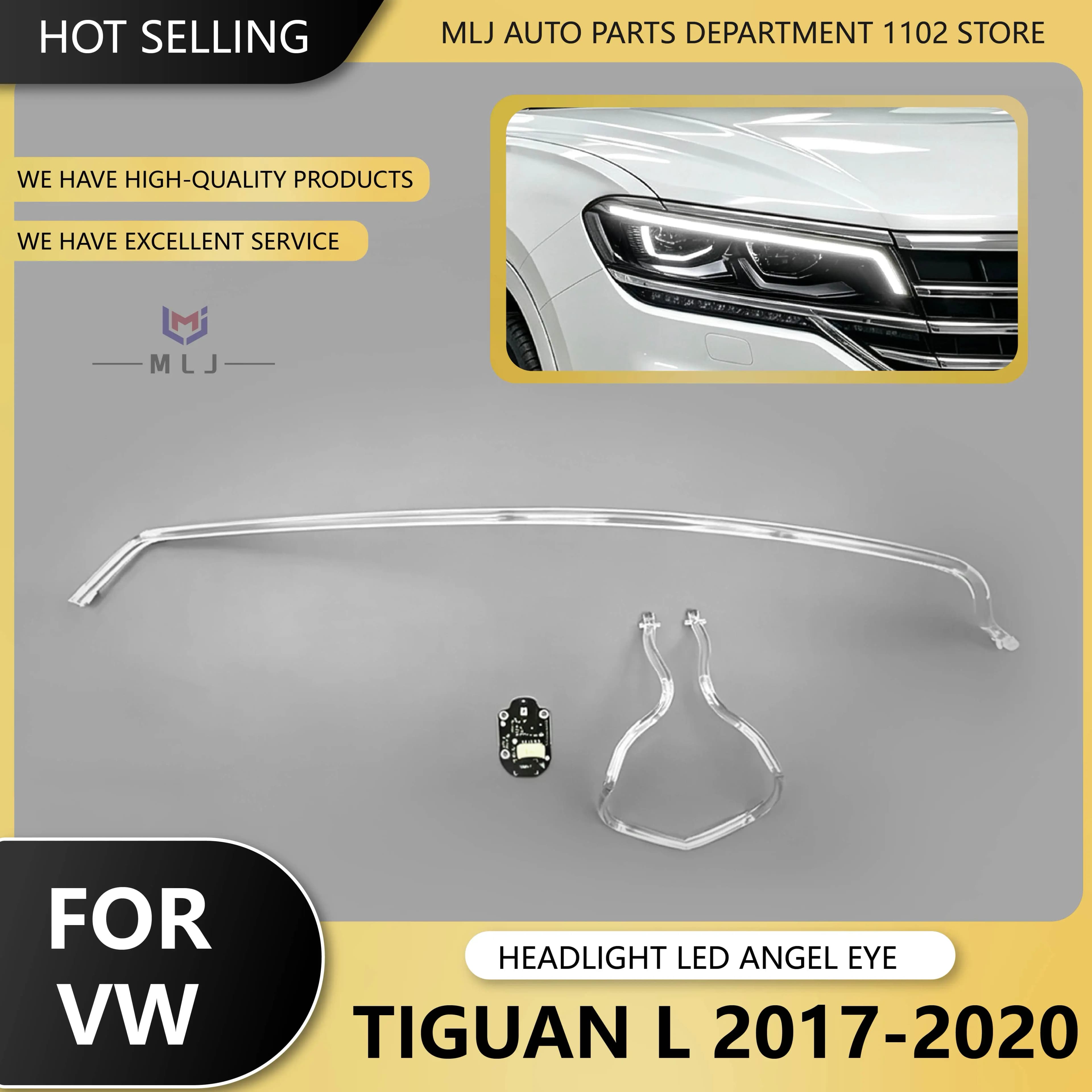 For VW Volkswagen Tiguan L 2017 2018 2019 2020 LED Headlight DRL Daytime Running Light Guide Plate Tube Angel Eye Light Strip
