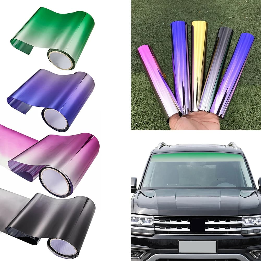 Striscia per visiera parasole per auto Pellicola tinta Parabrezza anteriore Parasole UV Banner Accessori Striscia ombreggiante Adesivo Decorazione esterna dell'automobile