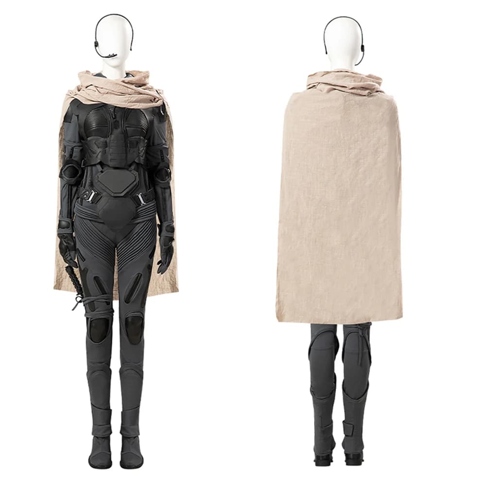 Costume Cosplay Dune Chani Femminile, Tuta da Gioco di Ruolo Arrakis Aka, Set Armatura con Gilet, Tuta Intera e Mantello, Outfit di Halloween