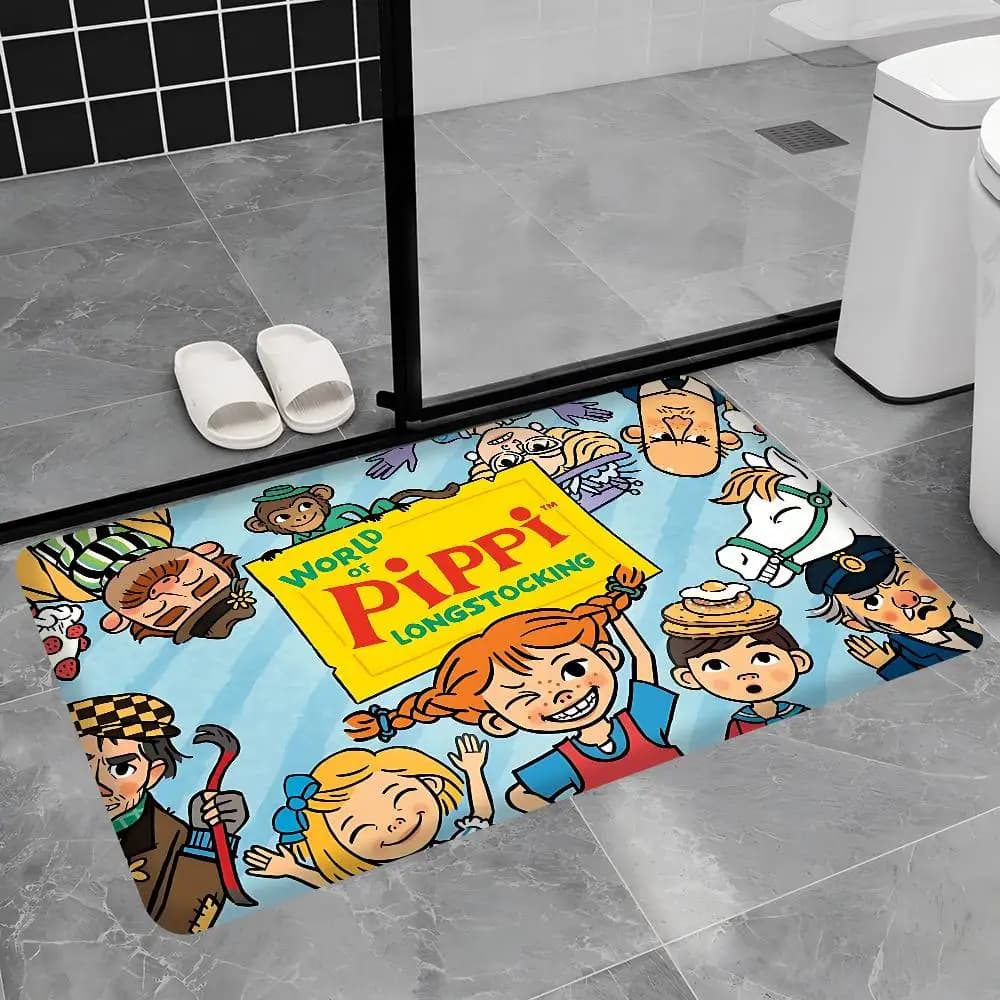 Animation P-Pippi Longstocking Cute Bathroom Mat Kids Room Bedroom Decoration Balcony Anti-Slip Doormat Living Room Welcome Rug