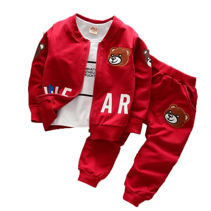 Ragazzi set di abbigliamento bambini moda cartone animato orso bambino t-shirt gilet cappotto e pantaloni vestito 2 pezzi abiti bambini Sport Suit1-4 anni