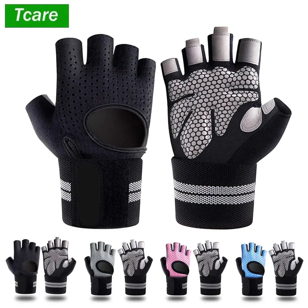 1 pair of gloves with handlebars man woman weight lift Crossfit Bodybuilding Sports training gloves in gym protection for anti-slip wrist
