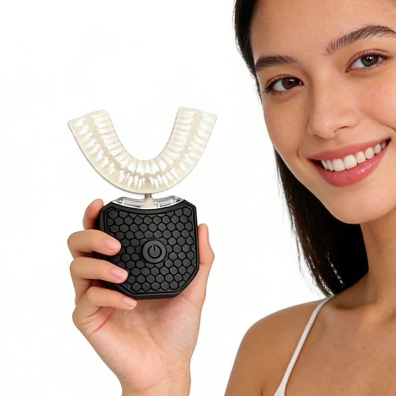 360° U-shaped electric toothbrush - Second generation ultrasound oral cleaner, with soft bristles and USB charging.