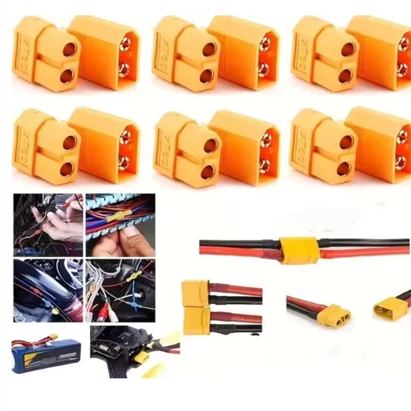 10 connettori XT60 maschio placcati oro per batteria, parte di collegamento fai-da-te per accessori droni e aeromobili RC