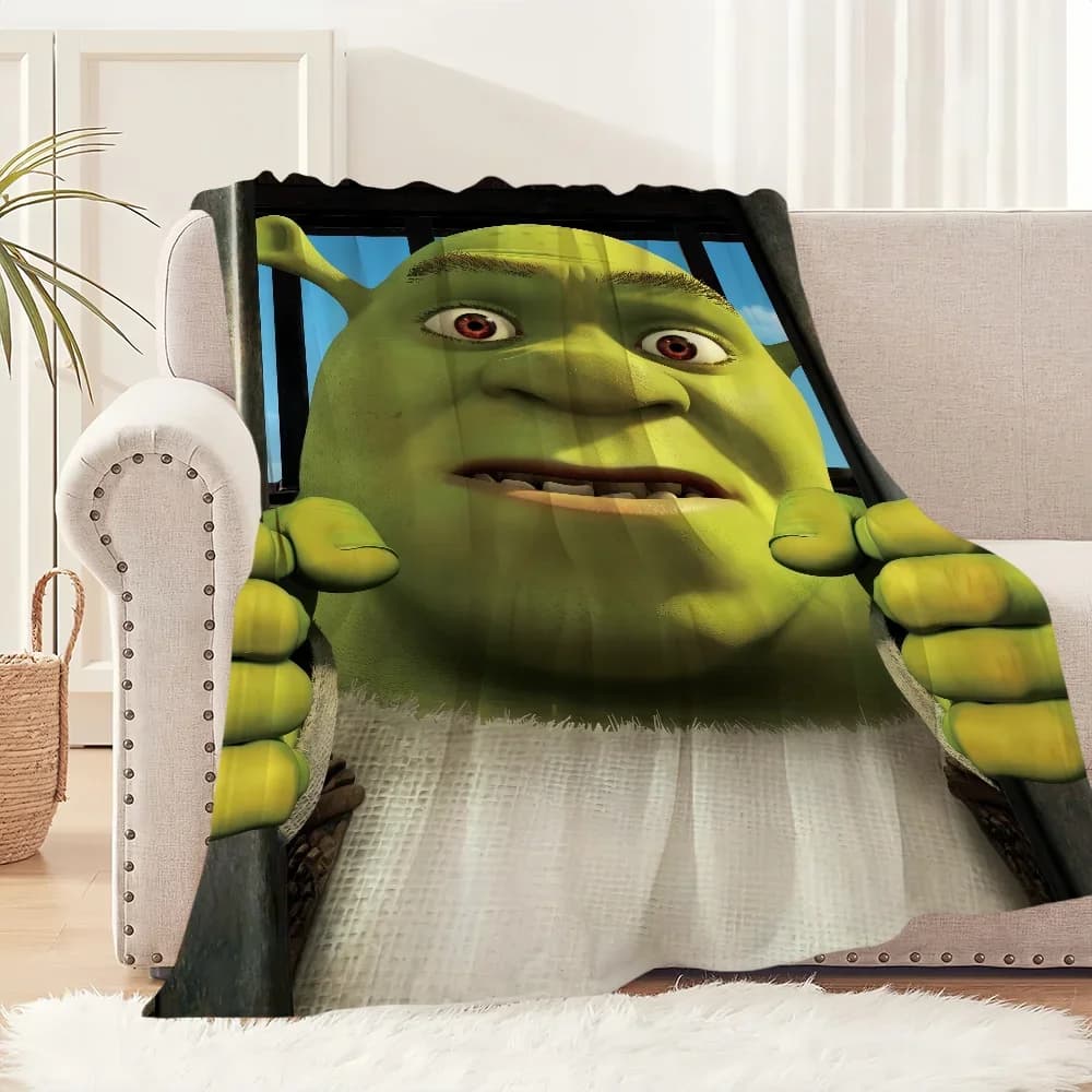 Cartoon S-ShrekS Nice and fun blanket in nap plush, sofa, carpet for living room, warm office, bedroom, birthday, home, travel, gifts for children