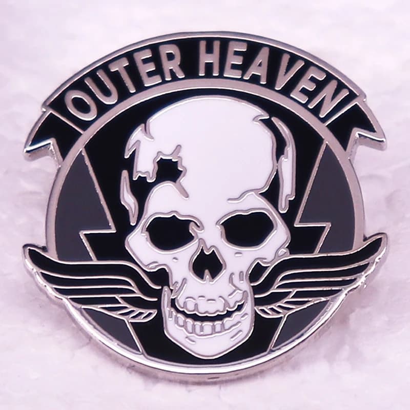 Metal Gear Enamel Pin Outer Heaven Skull with Wings Brooch Game Jewelry Backpack Decorate