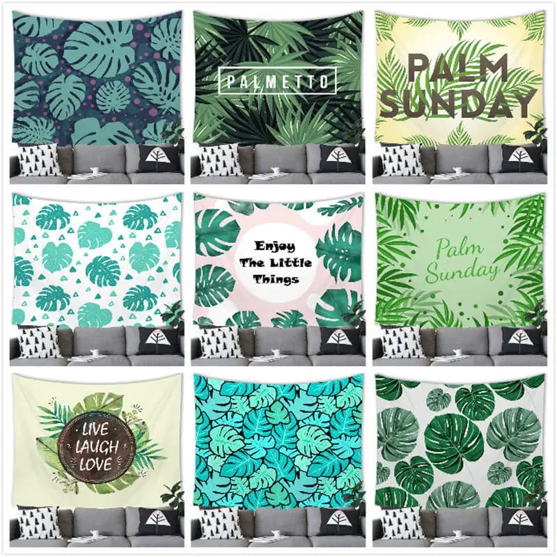 Tropical banana leaves digital-printed polyester tapestries living rooms bedrooms macrame wall hanging room decor aesthetic