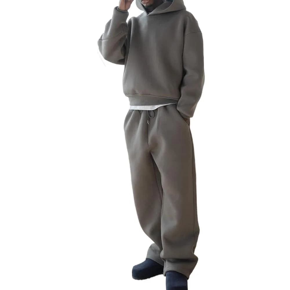 Men's suit in sweatshirt 2 pieces on balance: Large spring hoodie and high elasticity wide leg pants